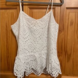 White House Black Market White Eyelet Camisole